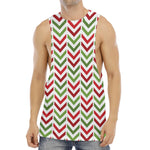 Zigzag Merry Christmas Pattern Print Men's Muscle Tank Top