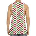 Zigzag Merry Christmas Pattern Print Men's Muscle Tank Top