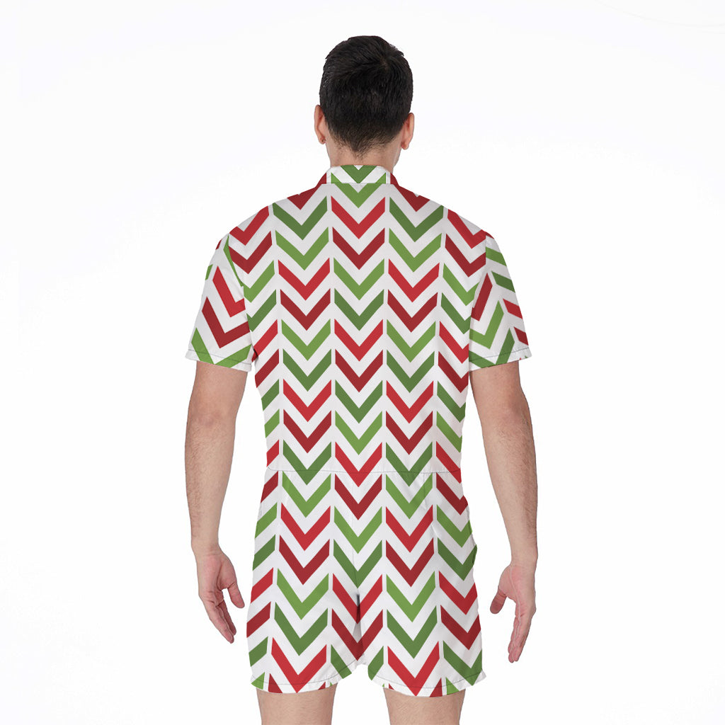 Zigzag Merry Christmas Pattern Print Men's Rompers