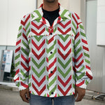 Zigzag Merry Christmas Pattern Print Men's Shirt Jacket