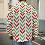 Zigzag Merry Christmas Pattern Print Men's Shirt Jacket