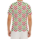 Zigzag Merry Christmas Pattern Print Men's Short Sleeve Rash Guard
