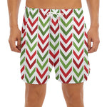 Zigzag Merry Christmas Pattern Print Men's Split Running Shorts
