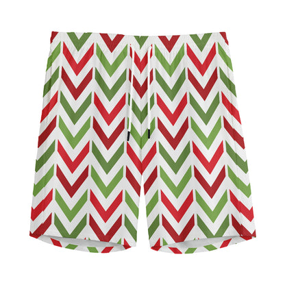 Zigzag Merry Christmas Pattern Print Men's Sports Shorts