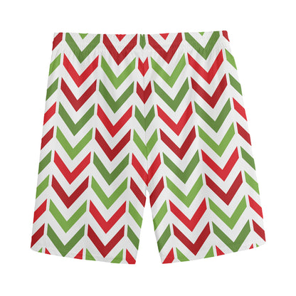 Zigzag Merry Christmas Pattern Print Men's Sports Shorts