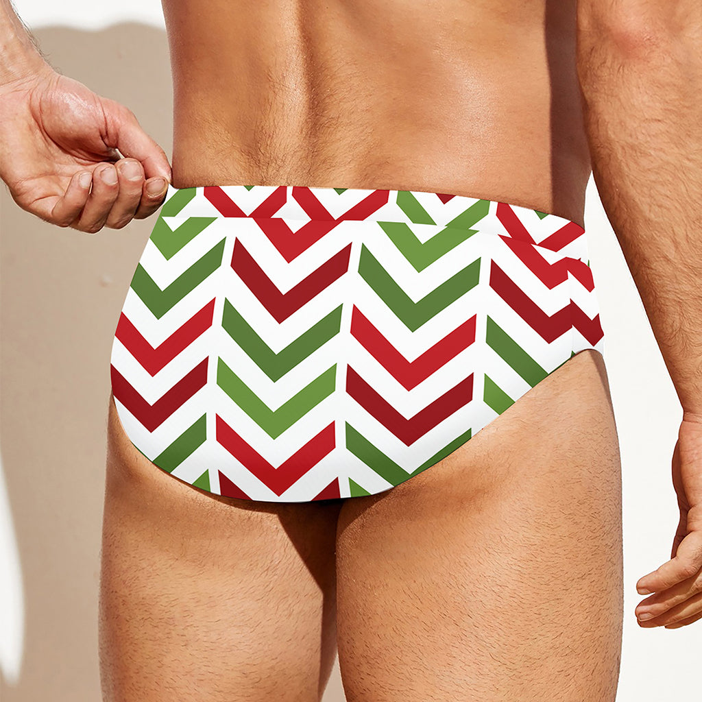 Zigzag Merry Christmas Pattern Print Men's Swim Briefs