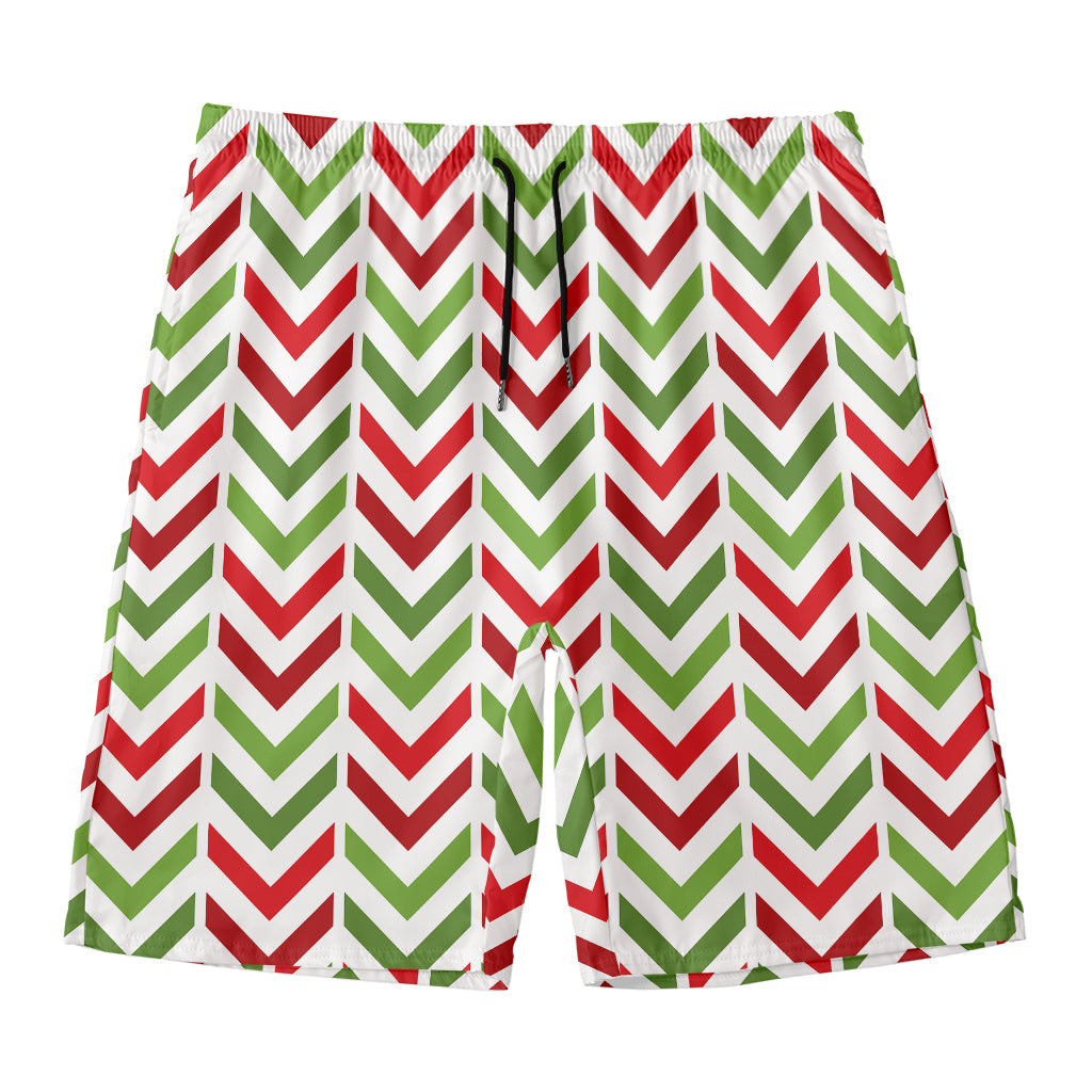 Zigzag Merry Christmas Pattern Print Men's Swim Trunks