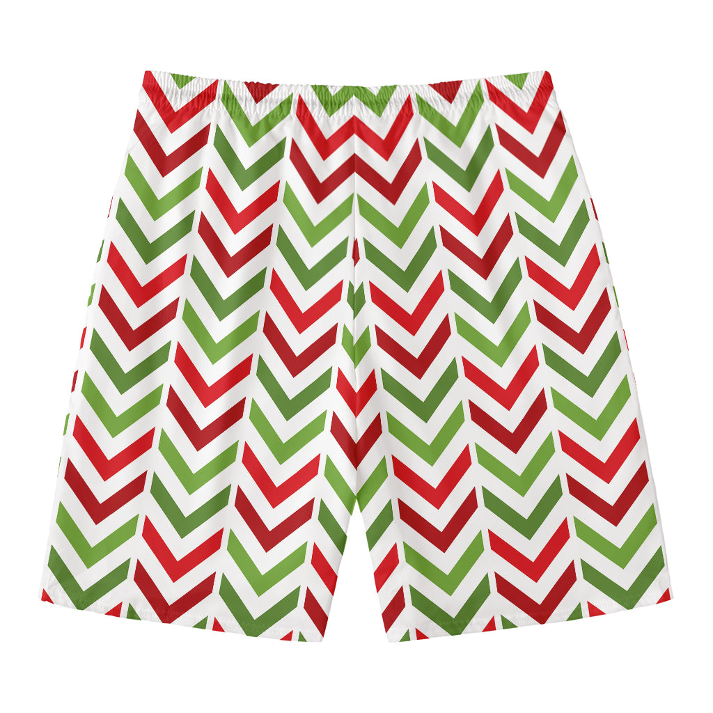 Zigzag Merry Christmas Pattern Print Men's Swim Trunks