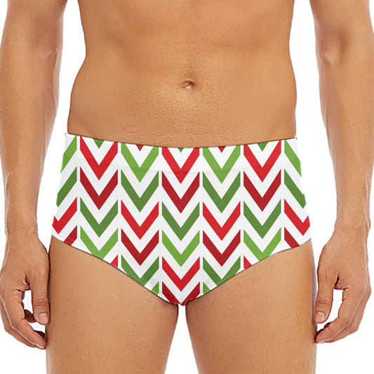 Zigzag Merry Christmas Pattern Print Men's Triangle Swim Briefs