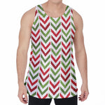 Zigzag Merry Christmas Pattern Print Men's Velvet Tank Top