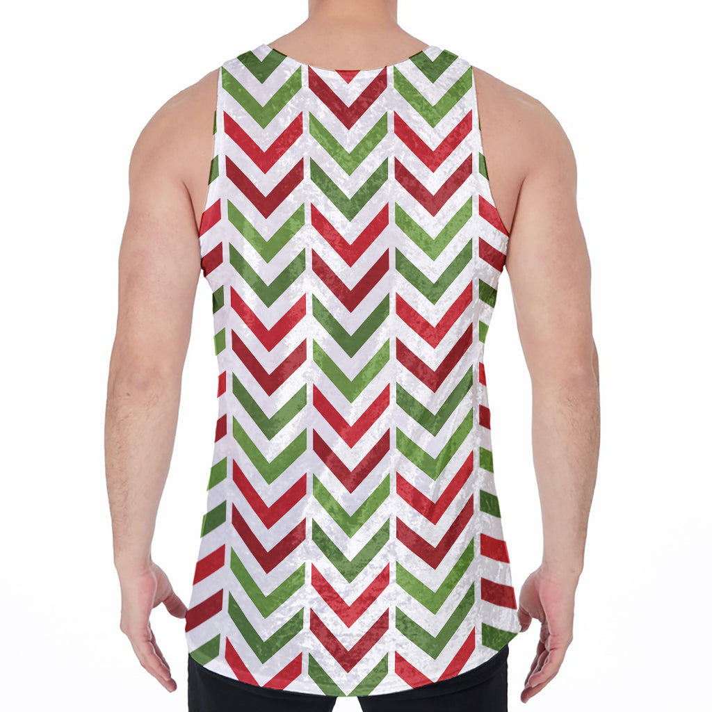 Zigzag Merry Christmas Pattern Print Men's Velvet Tank Top