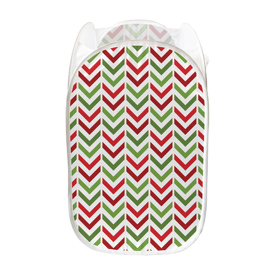 Zigzag Merry Christmas Pattern Print Mesh Laundry Hamper
