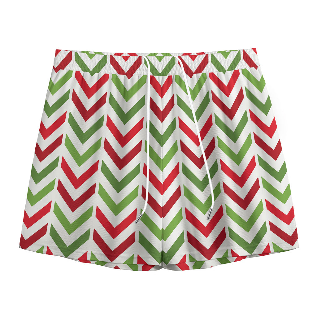 Zigzag Merry Christmas Pattern Print Mesh Shorts