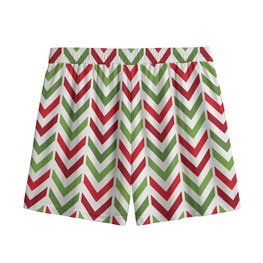 Zigzag Merry Christmas Pattern Print Mesh Shorts