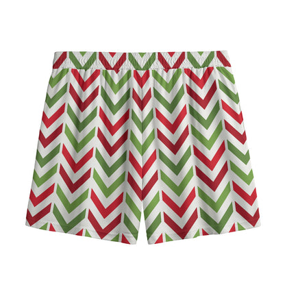 Zigzag Merry Christmas Pattern Print Mesh Shorts