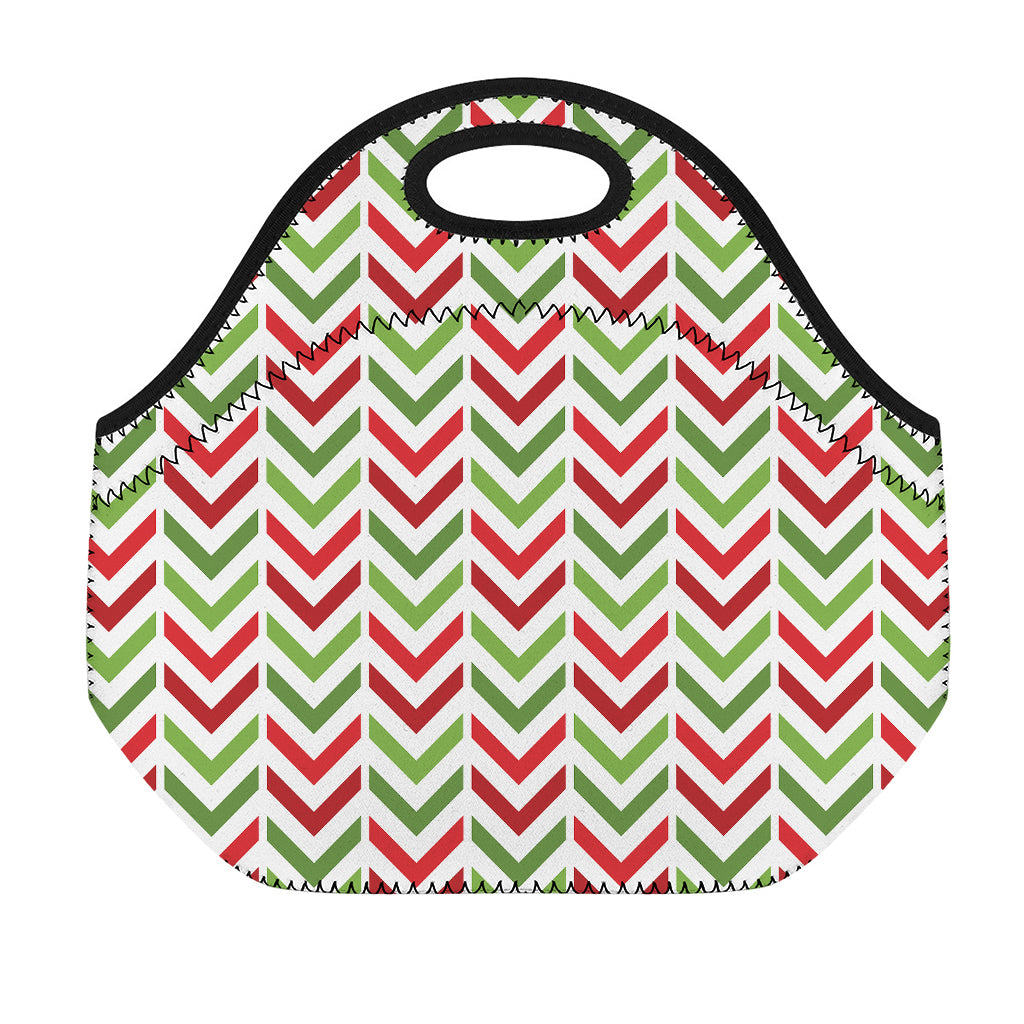 Zigzag Merry Christmas Pattern Print Neoprene Lunch Bag