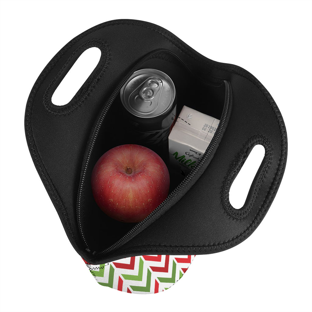 Zigzag Merry Christmas Pattern Print Neoprene Lunch Bag