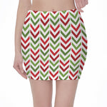Zigzag Merry Christmas Pattern Print Pencil Mini Skirt