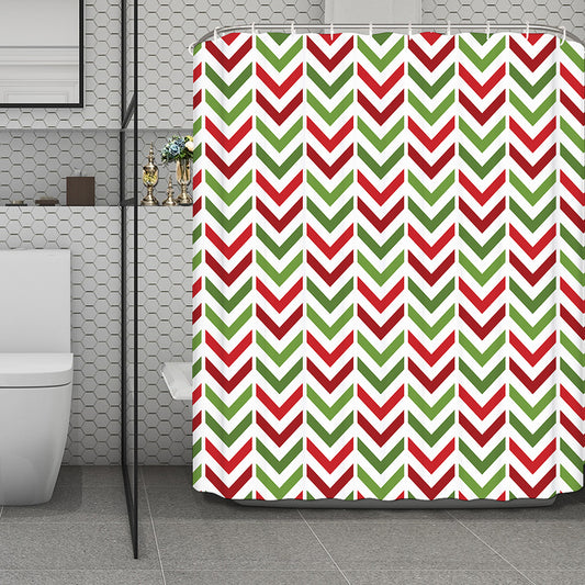 Zigzag Merry Christmas Pattern Print Polyester Shower Curtain