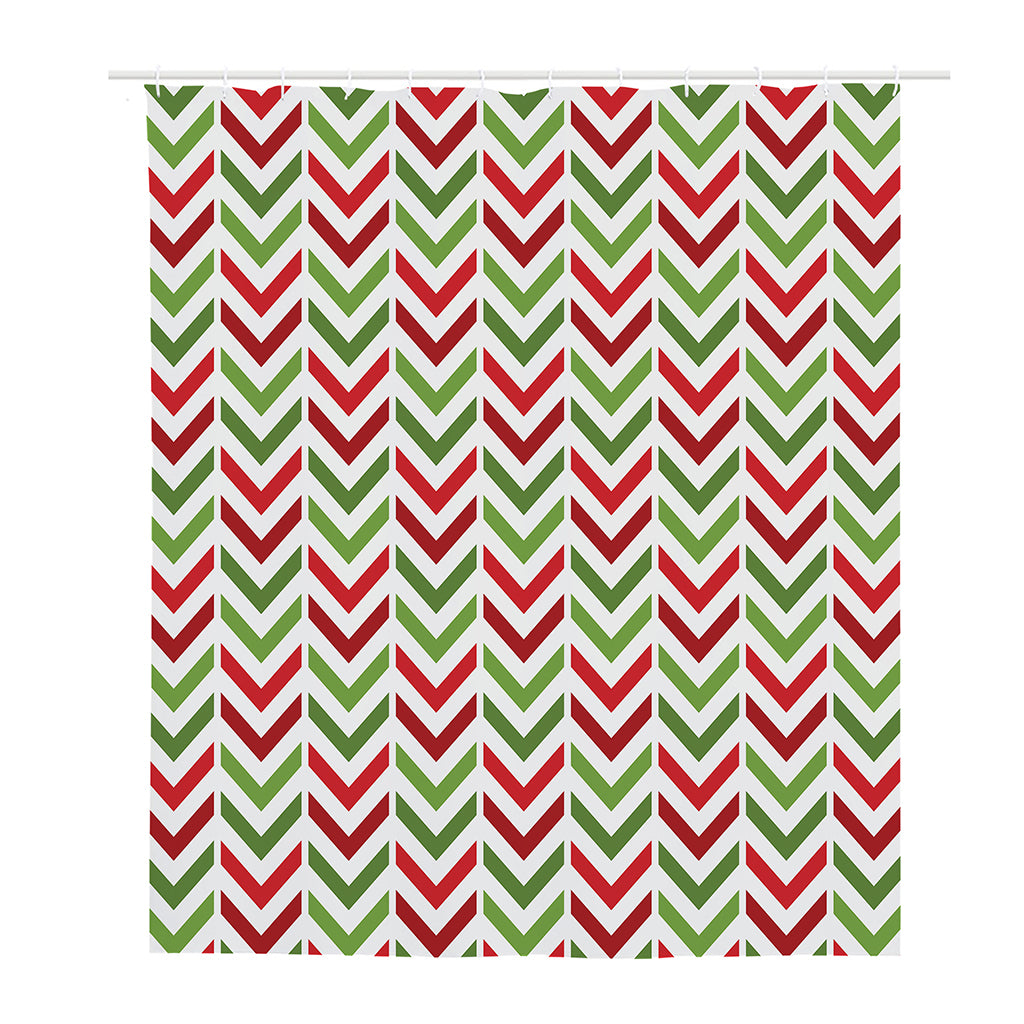 Zigzag Merry Christmas Pattern Print Polyester Shower Curtain