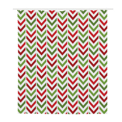 Zigzag Merry Christmas Pattern Print Polyester Shower Curtain