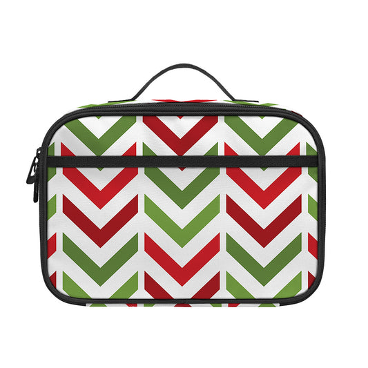 Zigzag Merry Christmas Pattern Print Portable Lunch Bag