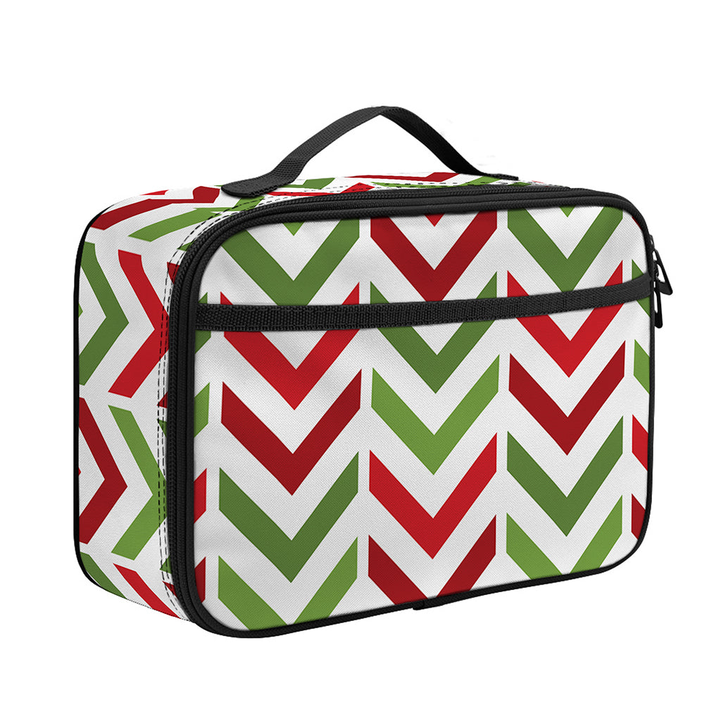 Zigzag Merry Christmas Pattern Print Portable Lunch Bag