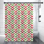 Zigzag Merry Christmas Pattern Print Premium Shower Curtain