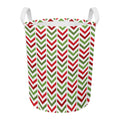 Zigzag Merry Christmas Pattern Print Round Laundry Basket
