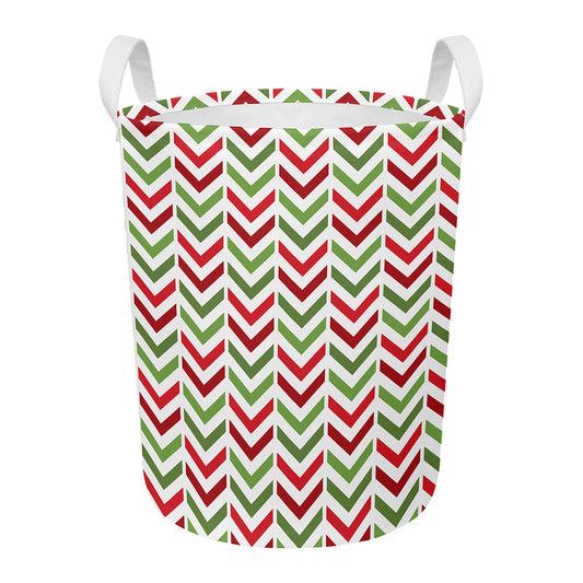 Zigzag Merry Christmas Pattern Print Round Laundry Basket
