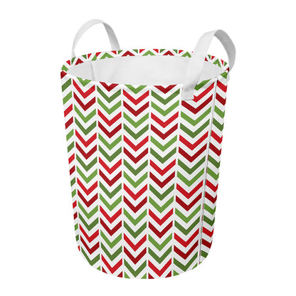 Zigzag Merry Christmas Pattern Print Round Laundry Basket
