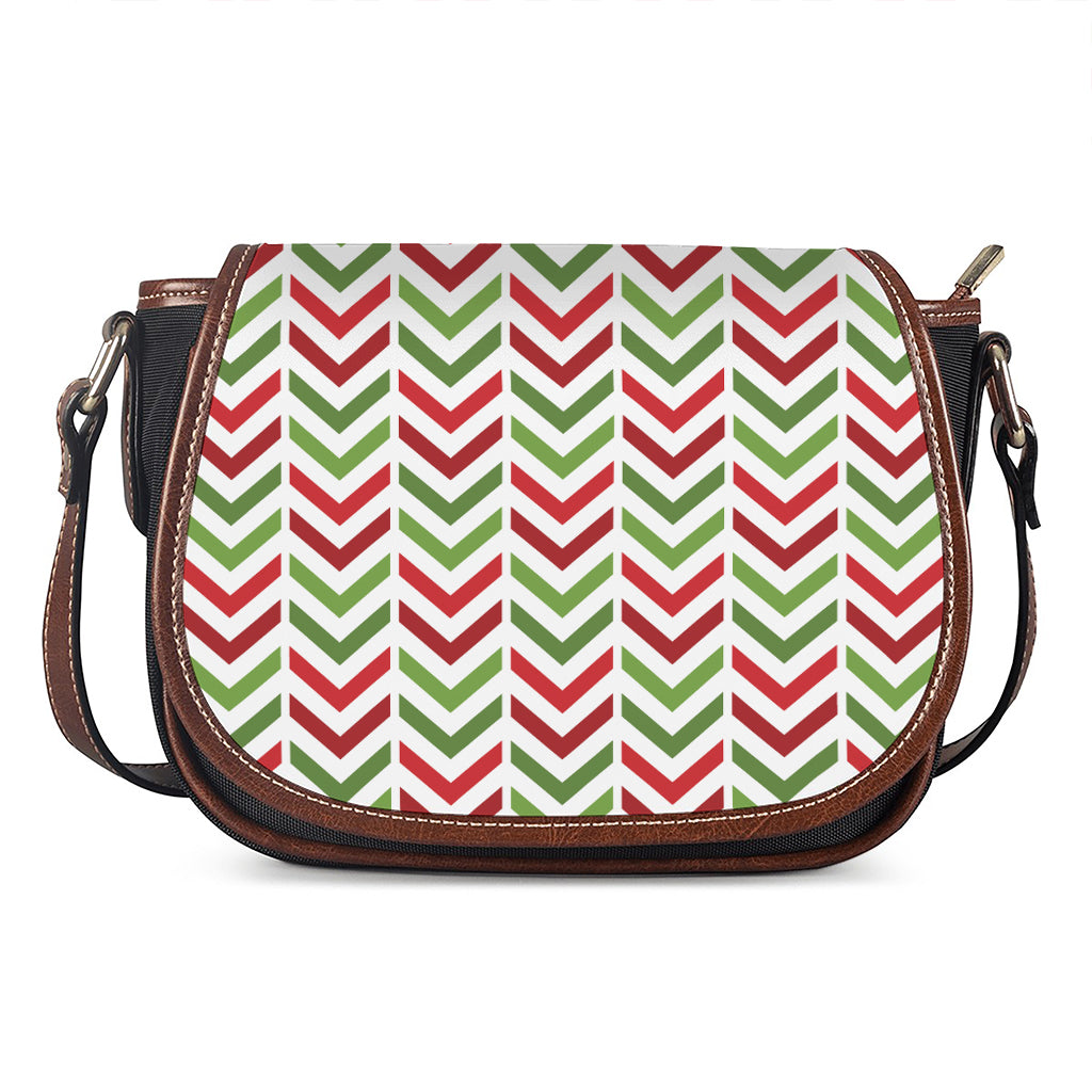 Zigzag Merry Christmas Pattern Print Saddle Bag