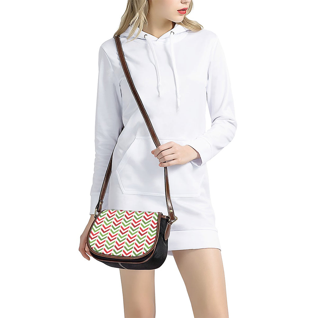 Zigzag Merry Christmas Pattern Print Saddle Bag