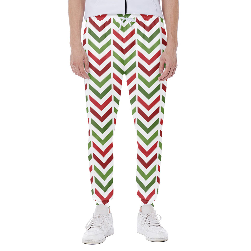 Zigzag Merry Christmas Pattern Print Scuba Joggers