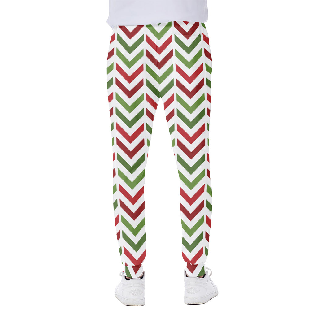 Zigzag Merry Christmas Pattern Print Scuba Joggers