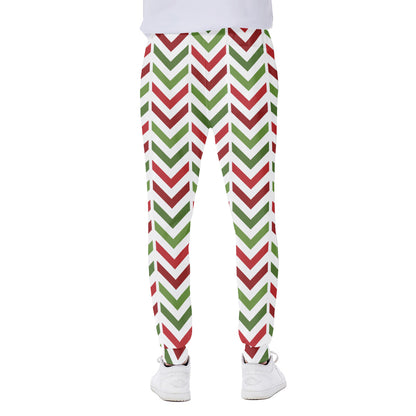 Zigzag Merry Christmas Pattern Print Scuba Joggers
