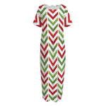 Zigzag Merry Christmas Pattern Print Short Sleeve Long Nightdress