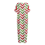 Zigzag Merry Christmas Pattern Print Short Sleeve Long Nightdress