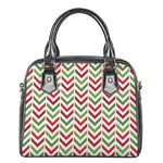 Zigzag Merry Christmas Pattern Print Shoulder Handbag