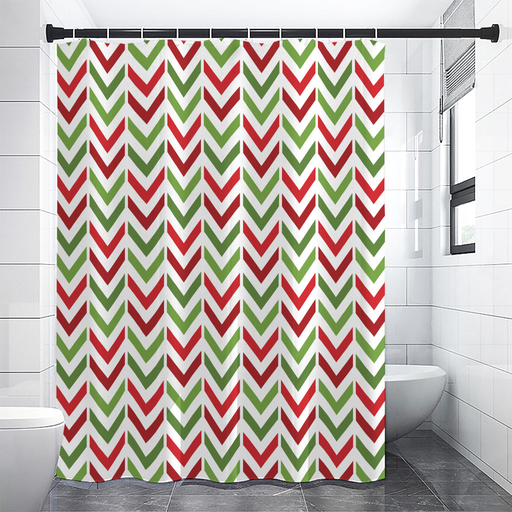 Zigzag Merry Christmas Pattern Print Shower Curtain