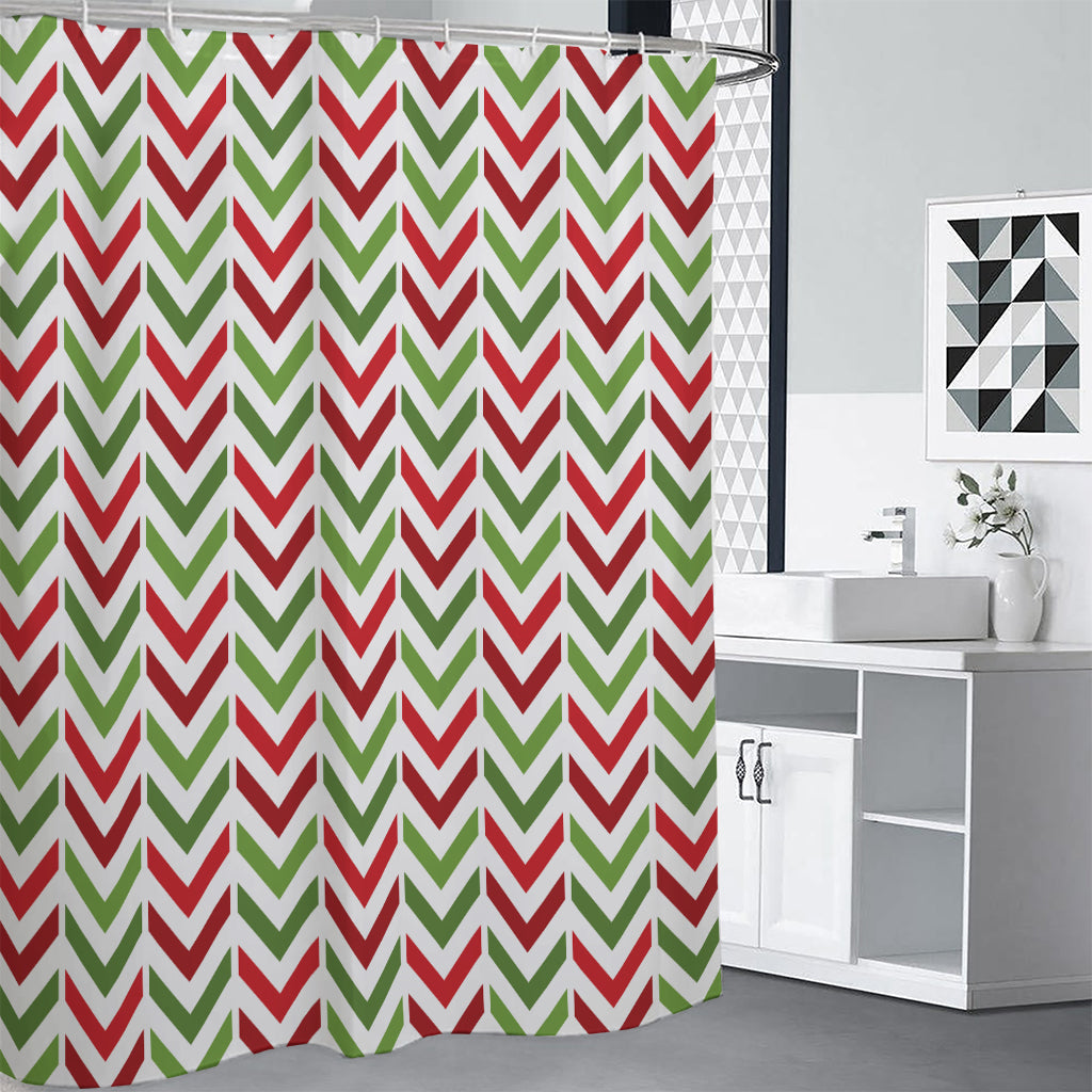Zigzag Merry Christmas Pattern Print Shower Curtain