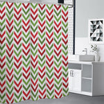 Zigzag Merry Christmas Pattern Print Shower Curtain