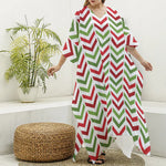 Zigzag Merry Christmas Pattern Print Silk V-Neck Kaftan Dress