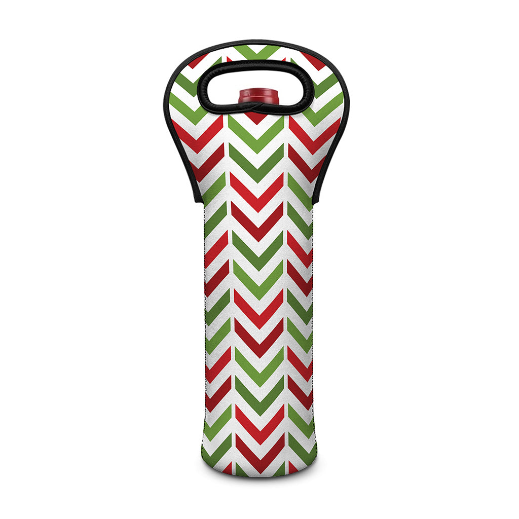 Zigzag Merry Christmas Pattern Print Single Neoprene Wine Tote