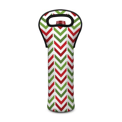 Zigzag Merry Christmas Pattern Print Single Neoprene Wine Tote