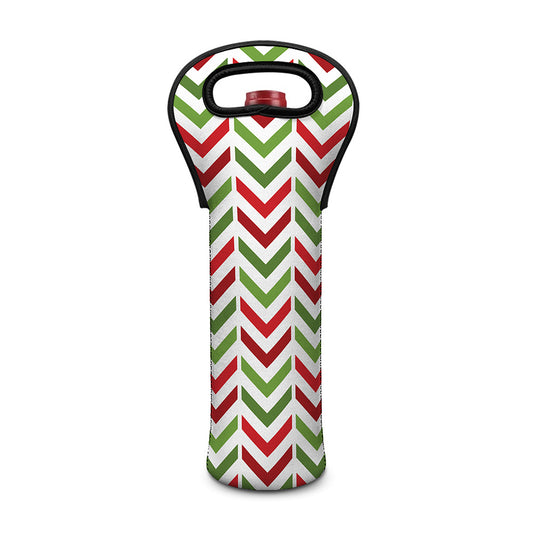 Zigzag Merry Christmas Pattern Print Single Neoprene Wine Tote