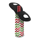 Zigzag Merry Christmas Pattern Print Single Neoprene Wine Tote