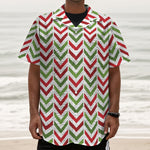Zigzag Merry Christmas Pattern Print Textured Short Sleeve Shirt