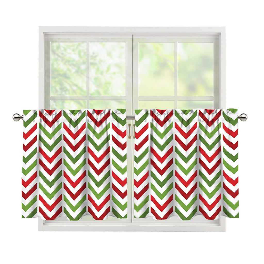 Zigzag Merry Christmas Pattern Print Tier Curtains