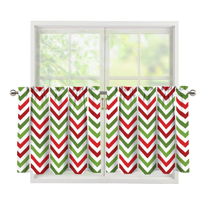 Zigzag Merry Christmas Pattern Print Tier Curtains